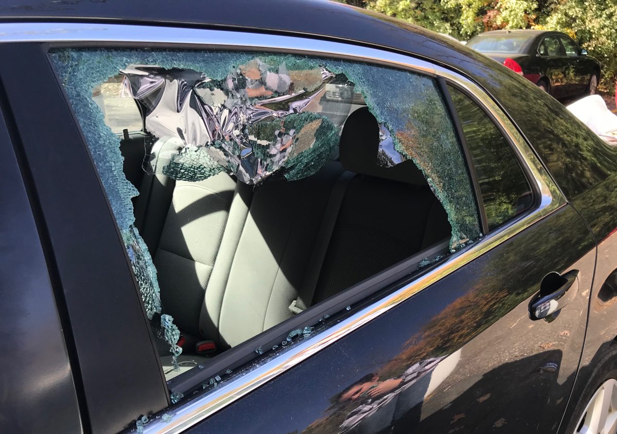 Bethel+junior+Marissa+Johnson+woke+up+to+a+phone+call+from+a+security+officer+on+Wednesday+Oct.+18+telling+her+that+her+car+had+been+broken+into.+The+back+window+on+the+driver%E2%80%99s+side+of+the+car+was+smashed+leaving+shattered+glass+on+the+back+seat+of+her+car.+%7C+Submitted+by+Marissa+Johnson
