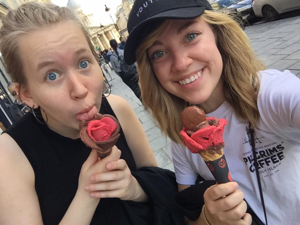 Jamie+and+Senior+Ruth+Nordquist+enjoyed+their+millionth+serving+of+gelato+outside+of+Paris+Pantheon+Oct.+25.+Photo+submitted+by+Jamie+Hudalla