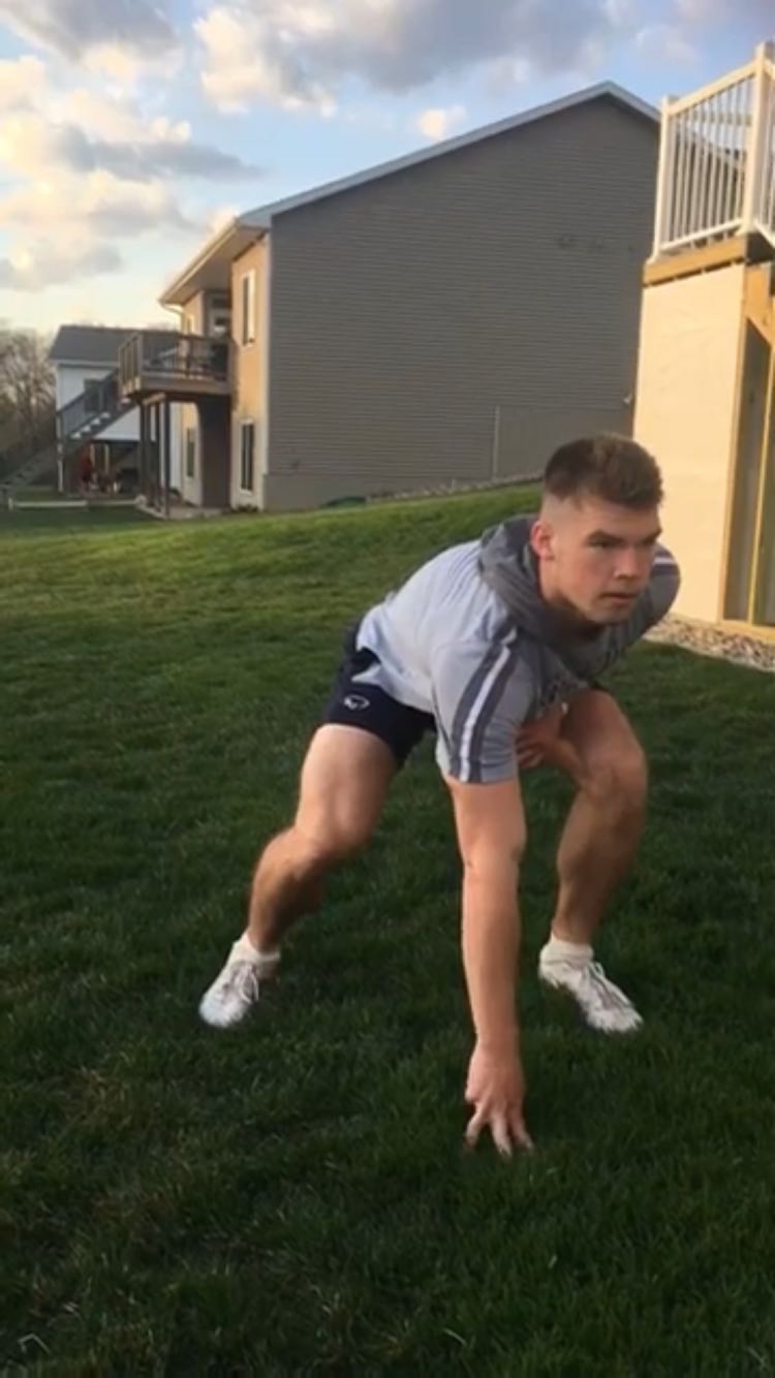 Kegan Odden, practicing forms for football.